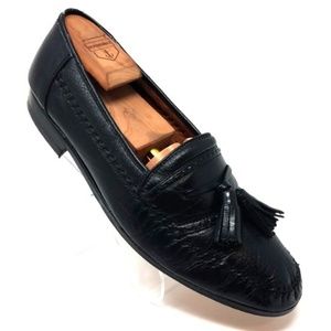 Brass Boot Black Leather Moc Toe Tassels Loafers!.